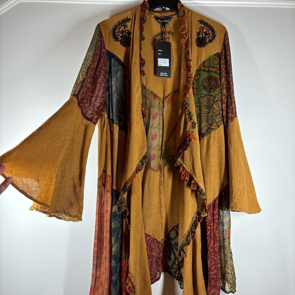 Young Threads Rustic Bohemian Patchwork Shrug Kim… - image 3